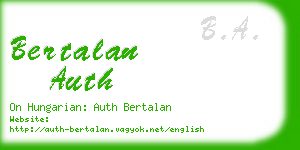 bertalan auth business card